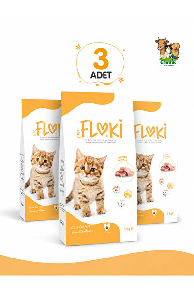 Floki Tavuklu Yavru Kedi Maması 1 Kg x 3 Adet