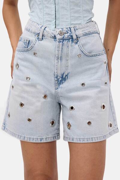 it's basic Women's Denim Color 4S6-3 Relax Mom Bird Eye Detailed Design Denim...