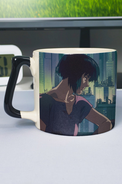 ZipZap كوب سيراميك فاخر مطبوع عليه رسومات أنمي Ghost in the Shell (قطعة واحدة...