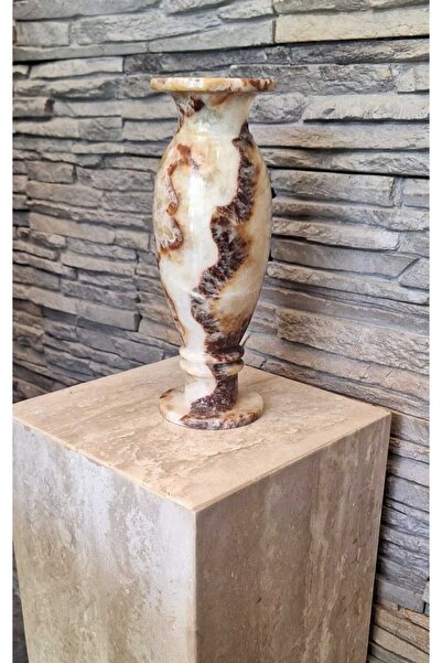 İNCEİSDESİGN Dekoratif Mermer Dalgalı Oniks Vazo 9 cm çap / 27 cm boy