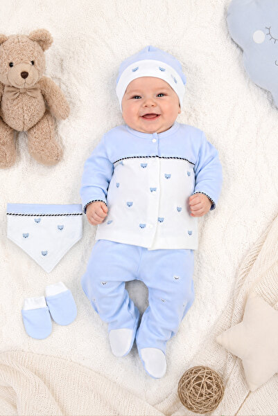 Sitilin Baby Boy 5-Piece Hospital Discharge Set 100% Cotton Newborn Baby Gift...