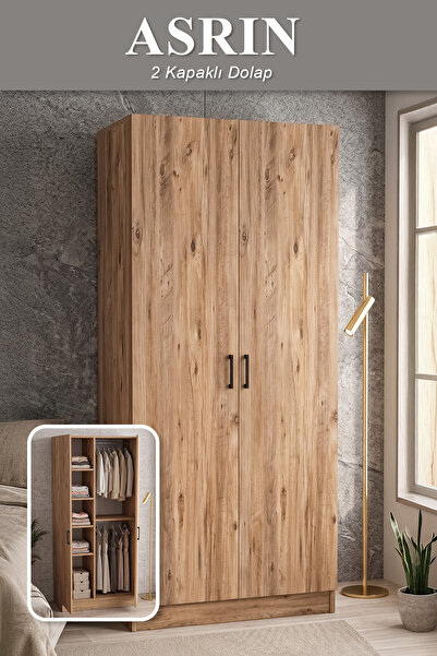 ygdecor Asrın Gardrop Askılı Elbise Dolabı Raflı Elbise Dolabı