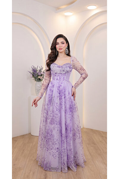 ABİYECİM ABİYE ÇİÇEK DESENLİ PRENSES MODEL ABİYE