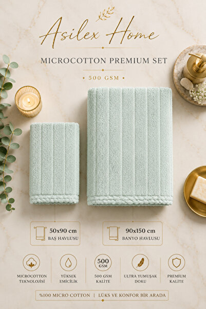 Asilex Home Collection Set de prosoape Microcotton Premium, 2 piese, ultra-mo...