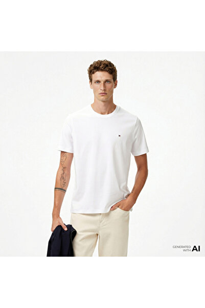Tommy Hilfiger Elevated Essentials Erkek Beyaz T-Shirt