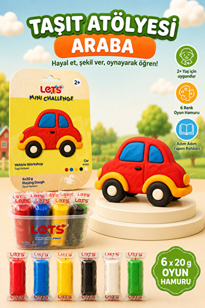 Lets Mini Challenge 5 Renk Taşıt Atölyesi Araba Oyun Hamuru 120g