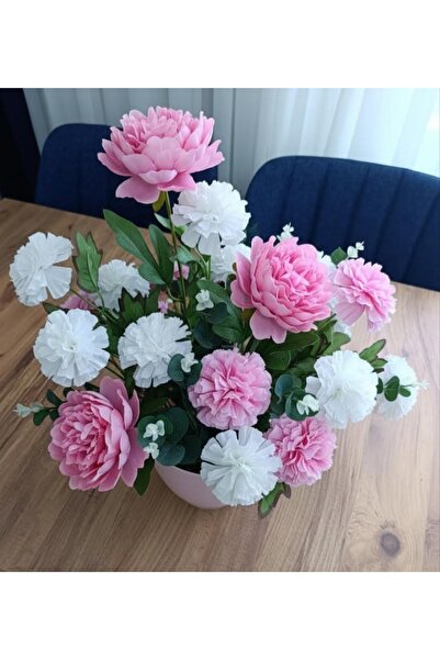 moysahsap party&ahşap Floare artificială albă și roz în ghiveci pentru decora...