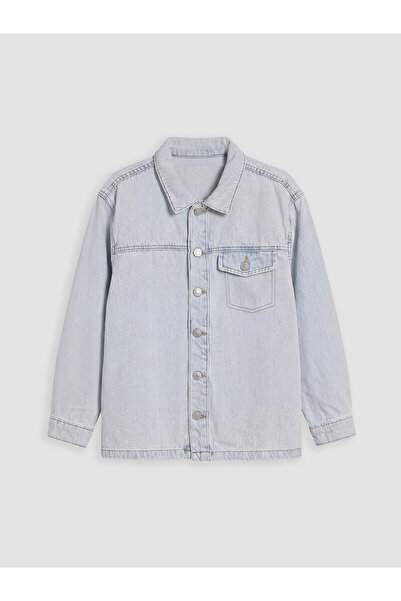 LC Waikiki Nevavm Long-Sleeved Boy's Jean Shirt with Difference