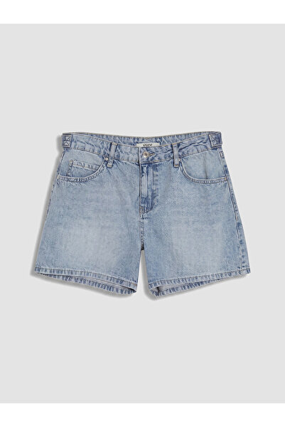 LC Waikiki Nevavm High Waist Mom Fit Women's Jean Shorts with Difference