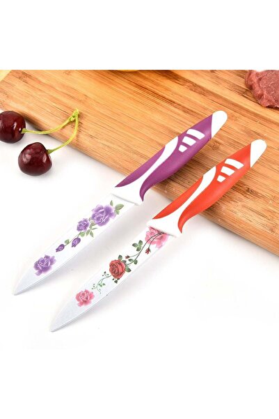 Zenorius Cuțite Bucătărie 4/set, Lamă Inox Decor Floral si Mâner Antiderapant...