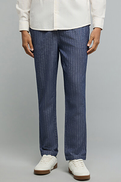 R&B Striped Tapered Fit Pants with Drawstring Waist