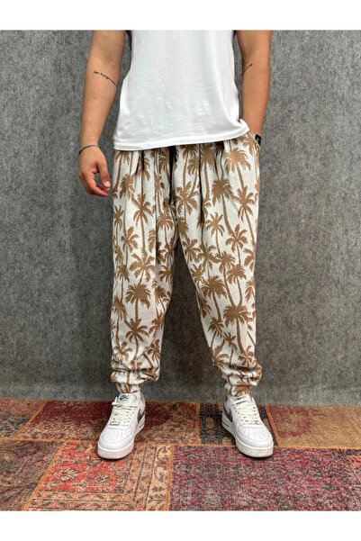 FıttingRoom Elastic Waist Pleated Patterned Half-Shalwar