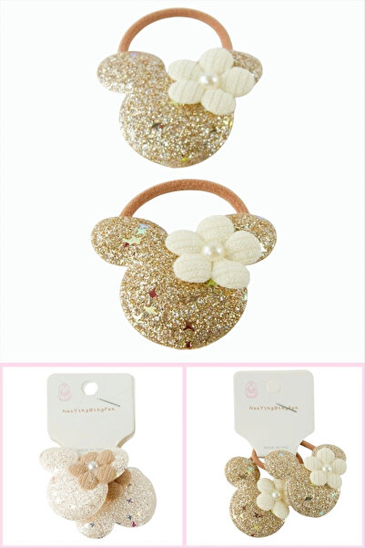 Eco Lounge Teddy Bear Flower Glitter Elastic Buckle 2 Pieces