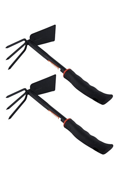 Lawazim BMB 2-Piece Mini Black Iron Garden Hoe & Cultivator Tool Set for Digg...