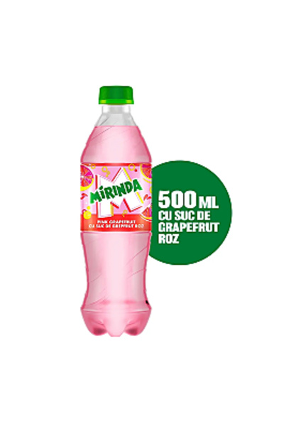 mirinda Băutură răcoritoare carbogazoasă cu suc de grapefruit roz 0,5 L