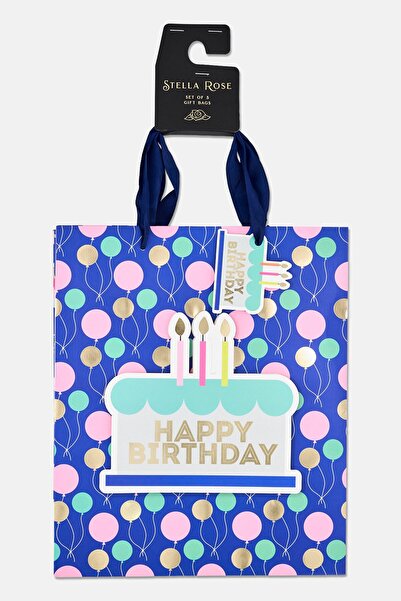 Stella Rose Set of 3 Allover Print Birthday Gift Bags, Multicolor