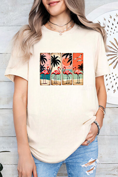 Sarah's Boutique Women's T-shirt – 100% cotton – Flamingo Panels