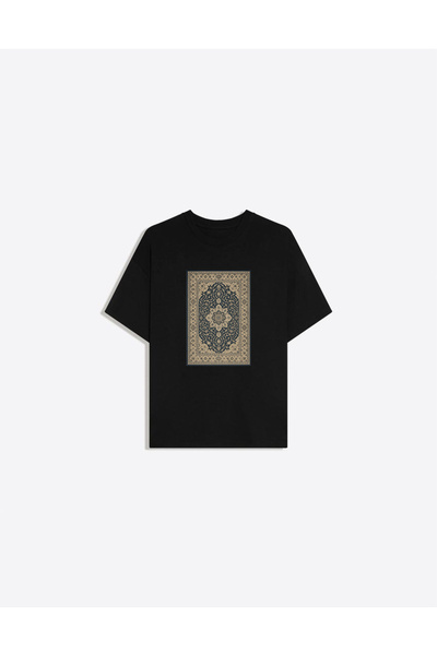 Disante Orinetal Carpet 1 Printed Crew Neck Oversize Trendy Women's T-Shirt