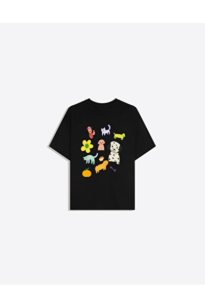 Disante Tricou pentru femei Pet Parade, cu imprimeu, cu gâtul tip crew neck, ...