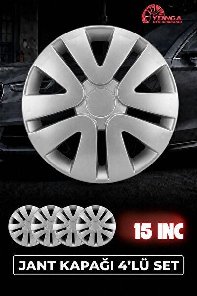 YONGA OTO AKSESUAR RENAULT FLUENCE 15 İnç Jant Kapağı 4'lü Set Gümüş + 4 Ambl...