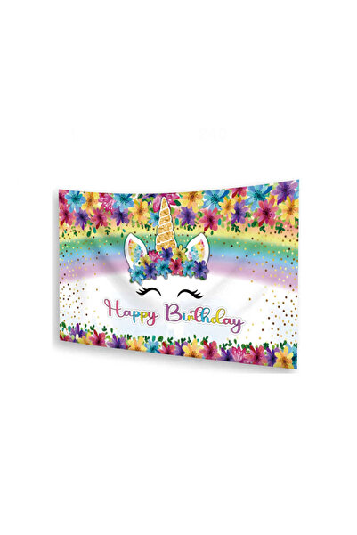 MP Mirific Party Panou decorativ textil, Happy Birthday, unicorn, 120×68 cm