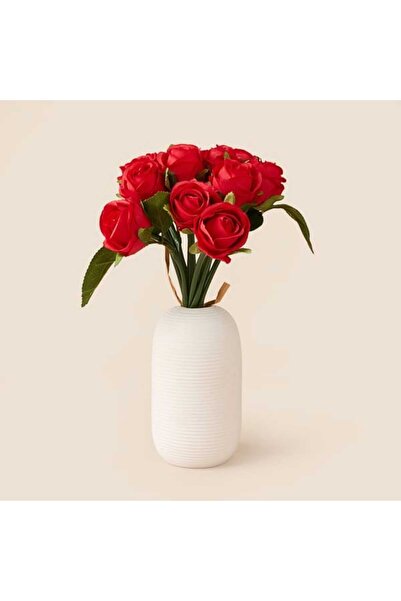 Evidea Deco Gül 12'li Buket Çiçek - Kırmızı - 27 cm