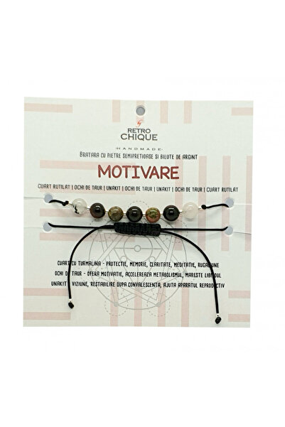 byRetroChique Bratara pentru MOTIVARE cu pietre semipretioase si bilute de ar...