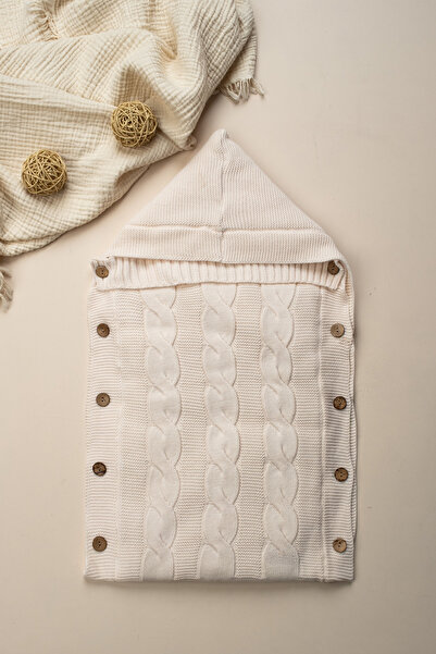 Mielco Plush Inside, Hooded Hair Knitted Knitwear Baby Swaddle Sleeping Bag