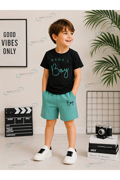 TREND THE BEST Trendin En İyisi Set de vară Mama's Boy cu imprimeu subțire, p...