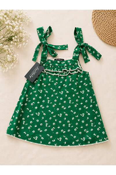 justbaby Kız Çocuk Çiçek Desenli Viskon Elbise (2-5 Yaş)