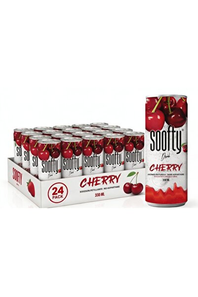 Soofty مشروب غازي بنكهة الكرز اللامعة، خالٍ من الكافيين والأسبارتام، 24 × 330...