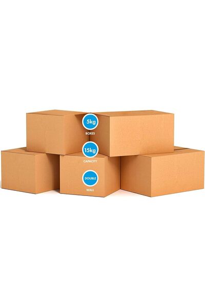 genric 5-Pack 100% Recyclable Double Wall Corrugated Cardboard Boxes, 15kg, B...