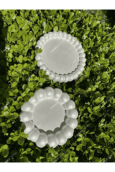 Lusora Design Pearlescent Bubble 2-Piece Decorative Jewelry Plate Coaster Pol...