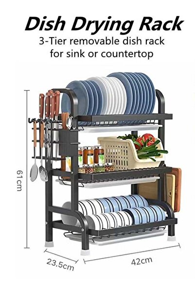 rayze This dish rack set includes a drip tray and knife holder, and is suitab...