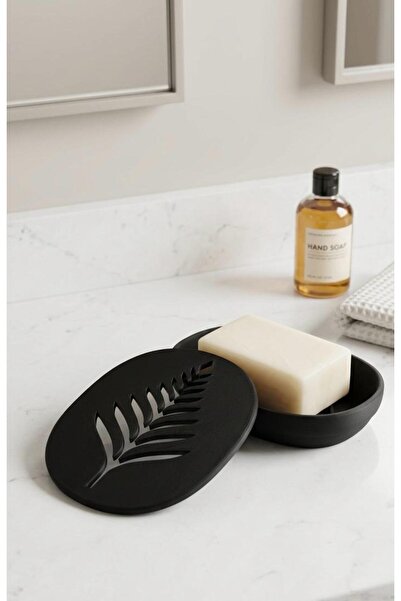 Markasız ucuz Modern Banyo Oval Katı Kalıp Sabunluk-Mat Siyah