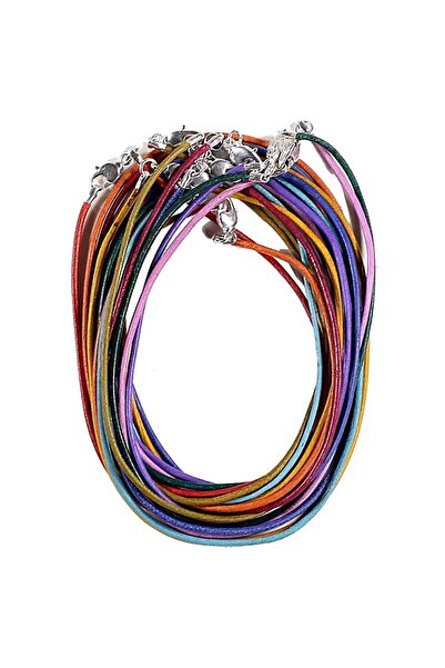 Namaruna Colier din piele cu închizătoare tip carabină multicolor -- 45 cm