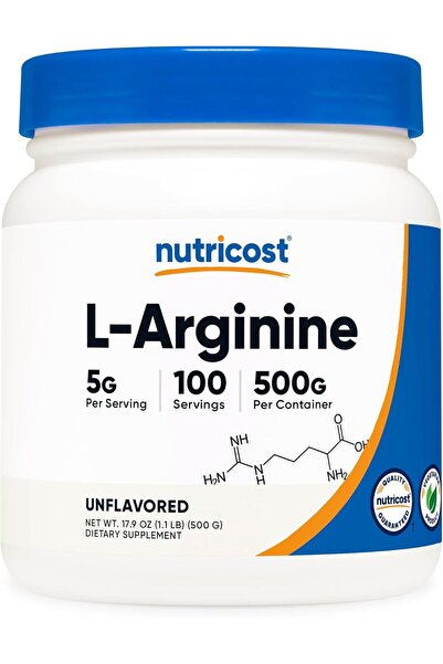 Nutricost L-Arginine Powder 500 Grams (1.1lbs) - Pure L-Arginine Powder - 500...