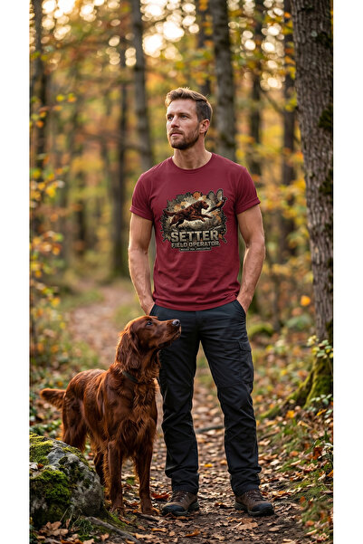 WİDİ Unisex Setter Printed T-Shirt - Hunter Dogs Series Crew Neck Cotton T-Shirt