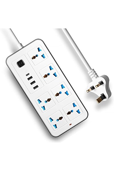 Generic Universal Extension Lead with 6 Gang UK 3 Pin Sockets, 3 USB Ports, 1...