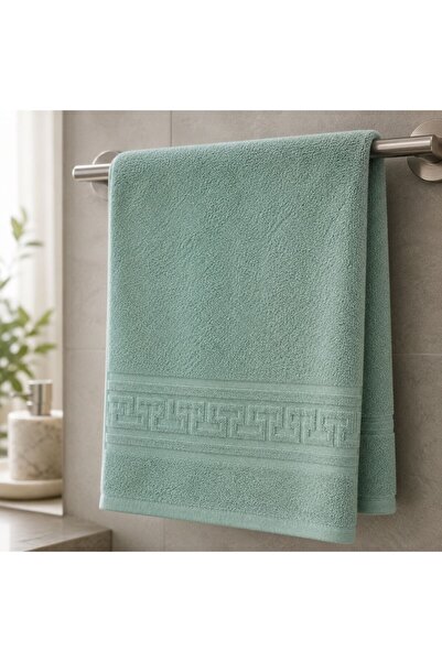 Pucioasa Prosop bumbac 100% cu bordura greceasca, 500gr/m2, 50x90cm, Verde de...