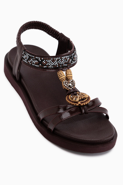 Limoya Louis Burgundy Buckle Detailed Women's Sandals