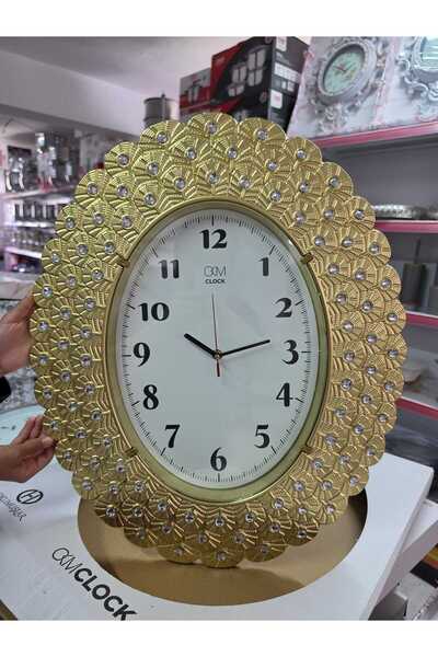 OKM OVAL SARI RENKLİ DUVAR SAAT