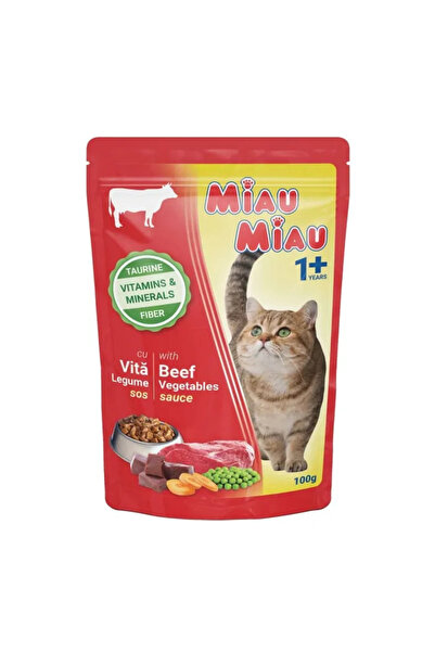 OEM Wet cat food Miau Miau with beef & vegetables in sauce, 100 g