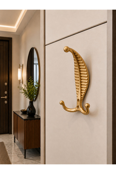Haskan Yaprak Portmento Askı Metal. Vestiyer, Dolap ve Duvar için Lüks Askı