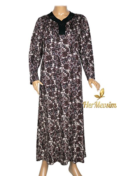 HESNA Women's Demet Plus Size Black Dress with Cups Pattern 11