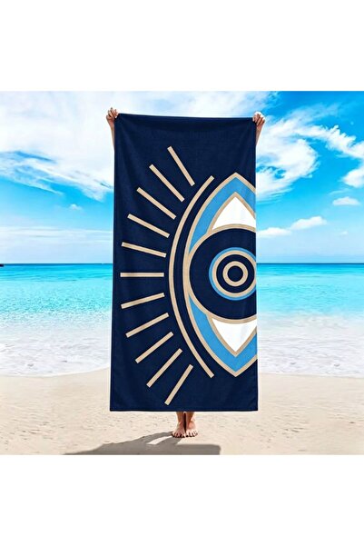 KMT Beach Towel with Printed on Navy Blue Background, Dimensions 180×100cm, F...