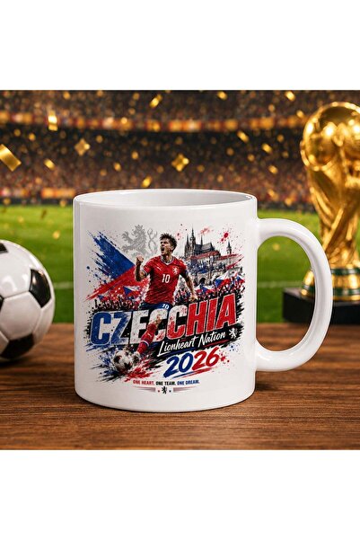 Bk Gift كأس أبيض بتصميم كأس العالم 2026 بتصميم مشجعي تشيكيا