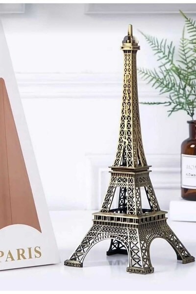 C&On Design Dekoratif Minyatür Eyfel Kulesi Metal 25 cm Işıltılı Simgesi Sevg...