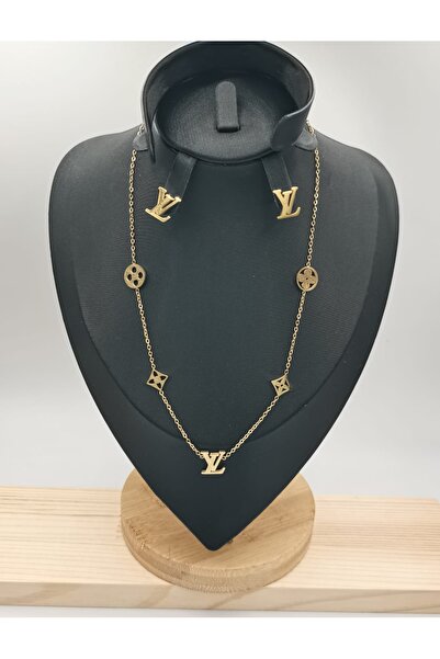 vano2022 Gold Plated Necklace and Earring Set with Accessories