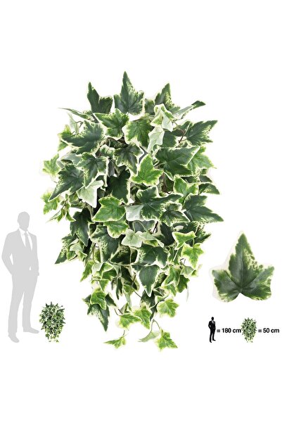 Roberto Rossi Iedera artificiala H50cm cu 128 frunze verde cu alb